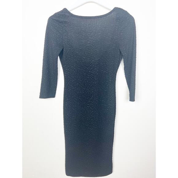 love J Black Textured Boatneck Scoop back Bodycon Dress Size Small - Picture 2 of 7